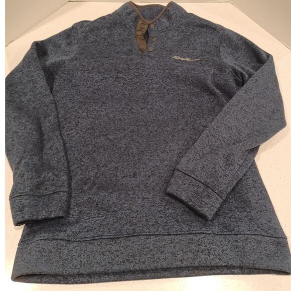 Eddie Bauer Men's Radiator Fleece Snap-front pullover Size Large Navy - Picture 1 of 5